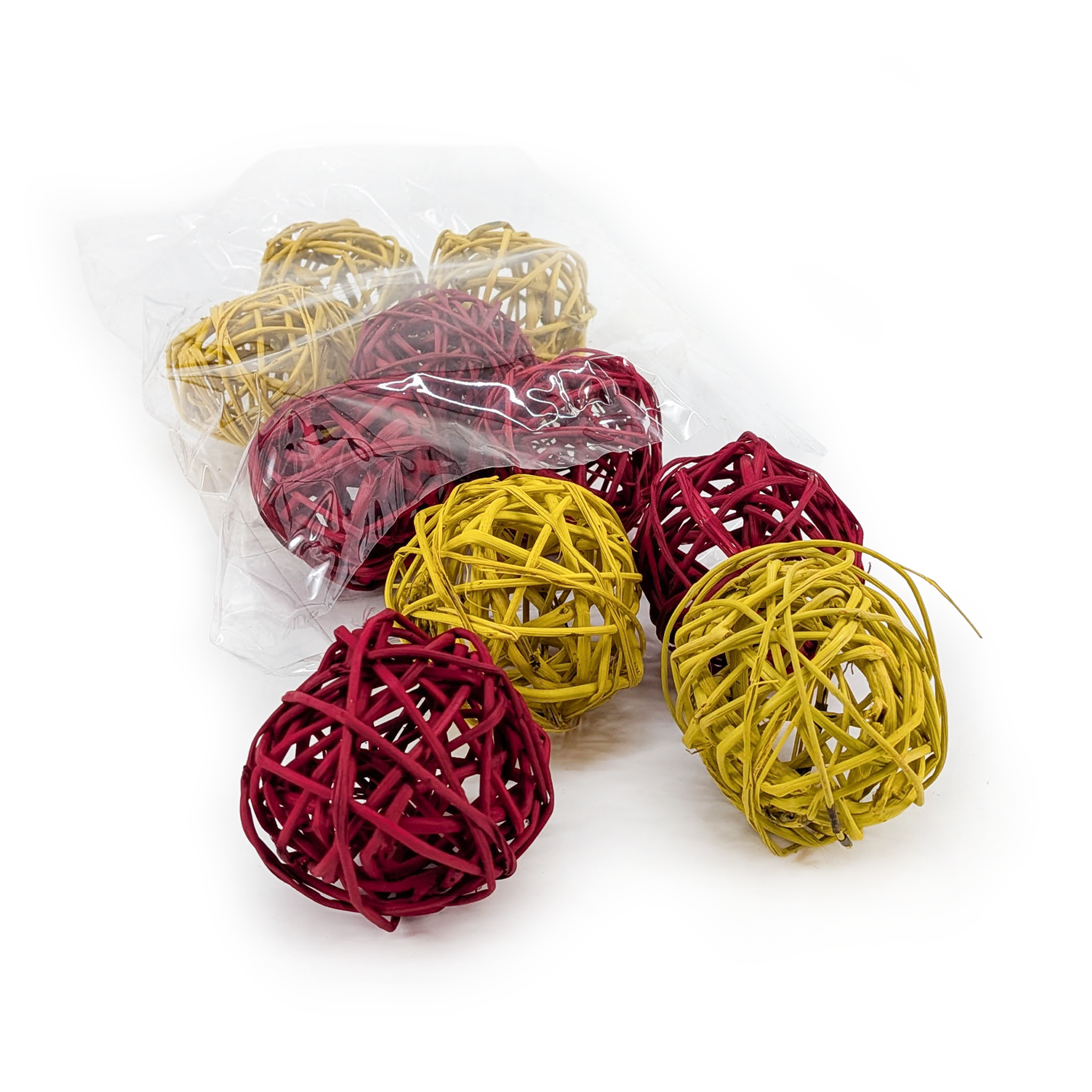 Lata Ball - Kule ratanowe 6cm  - Czerwony + żółty - 10szt 