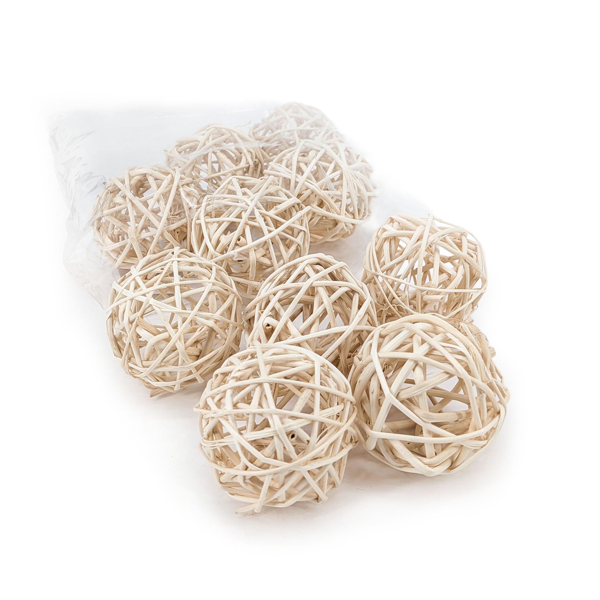 Lata Ball - Kule ratanowe 6cm  - Bielone  - 10szt 