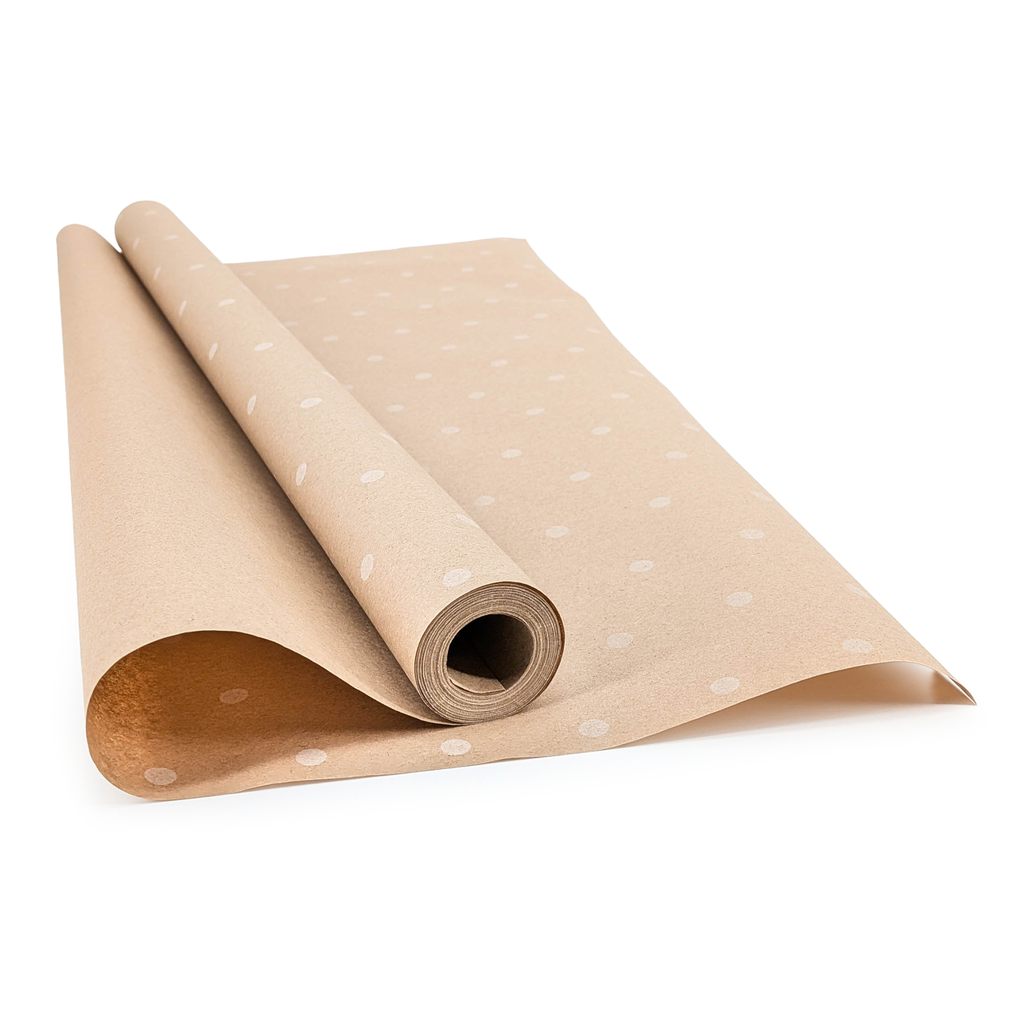 Papier florystyczny - Kraftowy - Kropki białe - Rolka – 60 cm × 10 m 