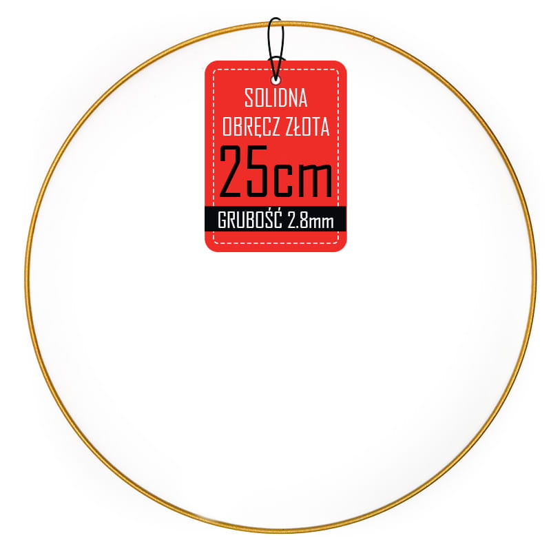 Obręcz metalowa wianek - złota - 25cm