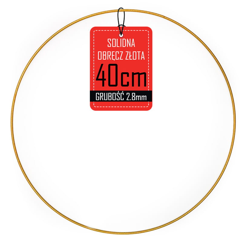 Obręcz metalowa wianek - złota - 40cm