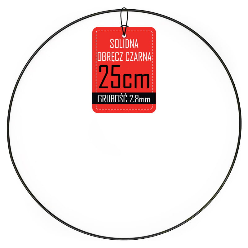 Obręcz metalowa wianek - czarna - 25cm