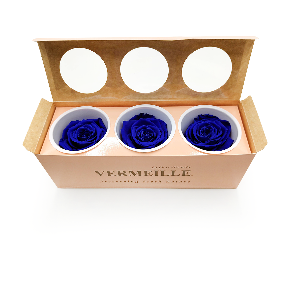 Róża Stabilizowana - Szafirowy Niebieski - Sapphire Blue - XL - 3szt